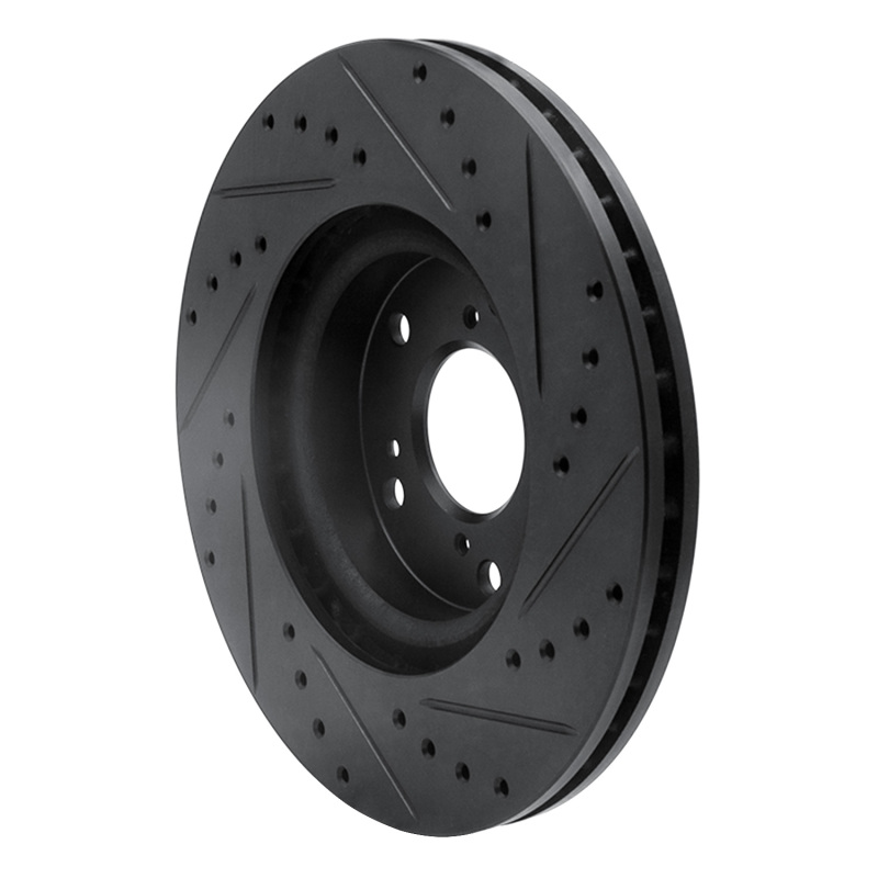 Acura CSX Brake Rotor (1) - Front Left - R1 Concepts - Drilled & Slotted - Black - `02-`15